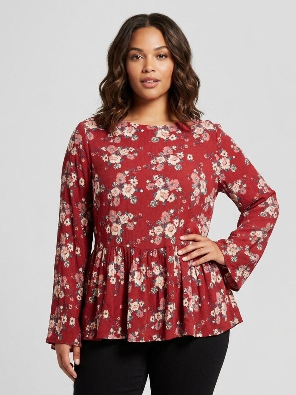 American Eagle Floral Peplum Tie-Back Top Size Medium Boho Cottagecore